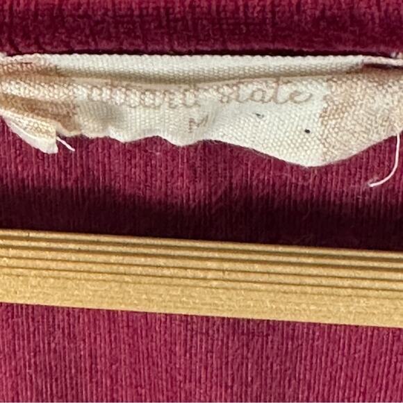 Altar’d State V-Neck Crop Top Womens M Maroon Red Velvet Long Sleeve Ruched - Picture 4 of 5